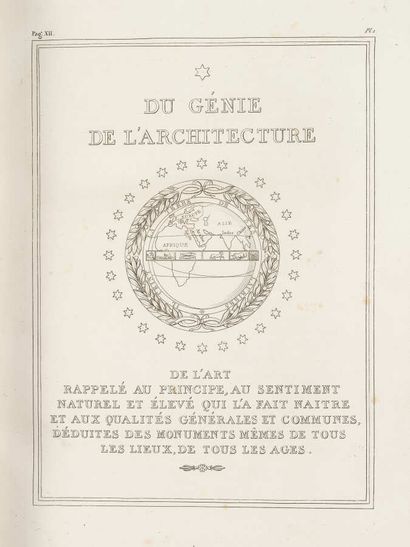 null COUSSIN Jean-Antoine, Du Génie de l'Architecture. Paris 1822

In-4°, reliure...