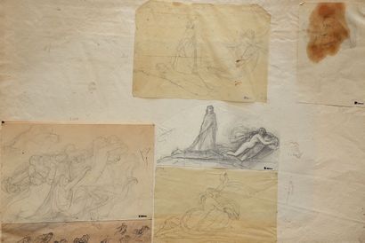 null Henri Lehmann (Kiel 1814-Paris 1882) 
Montage comprenant 6 vignettes au recto...
