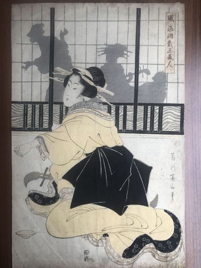 null Kikugawa EIZAN (1787-1867): 
Jeune femme
Estampe,
Format Oban tate-e,