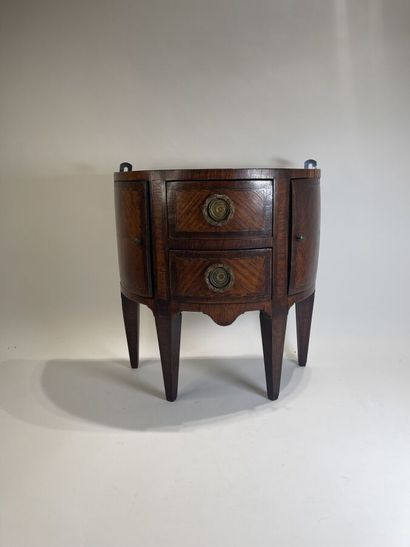 null Small half-moon CONSOLE made of veneered wood opening with two drawers and two...