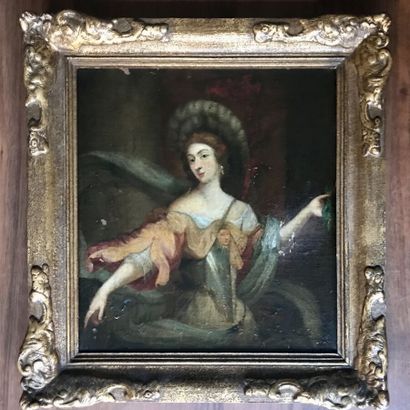 null École FRANCAISE du XIXe siècle - Dans le goût du XVIIe siècle
Portrait de dame...
