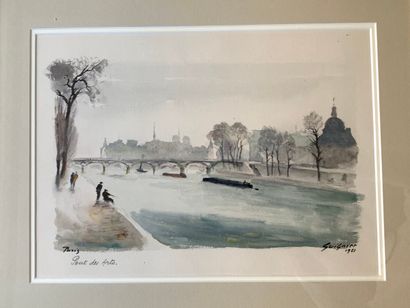 null Fernand GUILNIER (1902-1980)
"Pont des arts" "Arc de triomphe du carrousel"
Two...