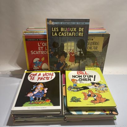 null MANETTE comprenant des albums de bandes dessinées tels que Asterix, Tintin,...