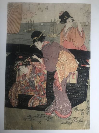 null Kitagawa UTAMARO (1753?-1806)
Trois femmes japonaises
Estampe,
Format Oban tate-e,...