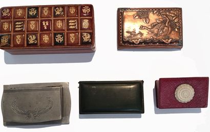 null Set of 5 stamp boxes.
gilded leather, copper.