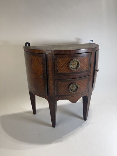 null Small half-moon CONSOLE made of veneered wood opening with two drawers and two...