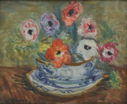 Charles CAMOIN (1879-1965) Bouquet de fleurs Huile sur carton, signé en bas à gauche...
