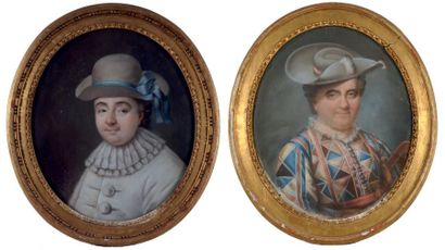 Ecole FRANCAISE du XVIIIème siècle Portrait de Madame Delpech en costume de Pierrette...
