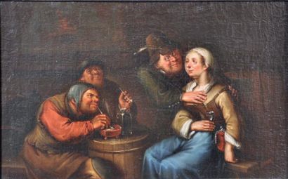 Ecole HOLLANDAISE du XVIIème siècle, entourage de Egbert van HEEMSKERK Fumeurs et...