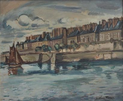 Emile Othon FRIESZ (1879-1949) Saint Malo, la maison des corsaires Toile signée en...