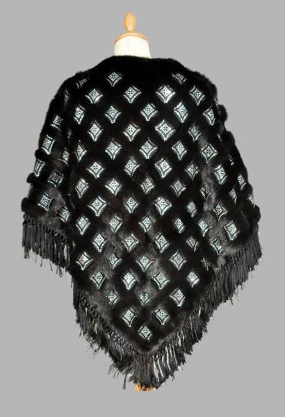 null Cape en vison noir et strass griffé Fourrures Georges V