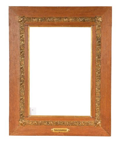 Flat wooden frame with added relief decoration...