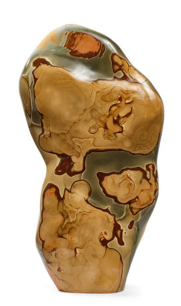 BLOCK OF AGATE JASPE polished gray and ochre...