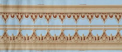 Architectural frieze, circa 1840-1850, polychrome...