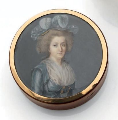 ÉCOLE FRANCAISE - Fin XVIIIème siècle Portrait de Madame ELISABETH Miniature ronde,...