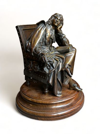 null Jean-Jacques PRADIER (1790-1852) (d'après)
Molière assis
Bronze à patine brune
Signé...