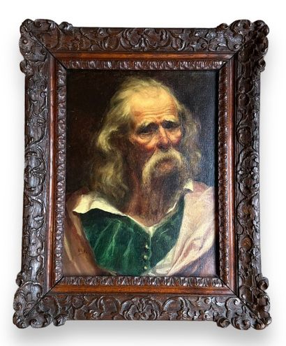 null ÉCOLE DU XXe SIECLE 
Portrait d'homme dans le goût flamand du XVIIe siècle
Huile...