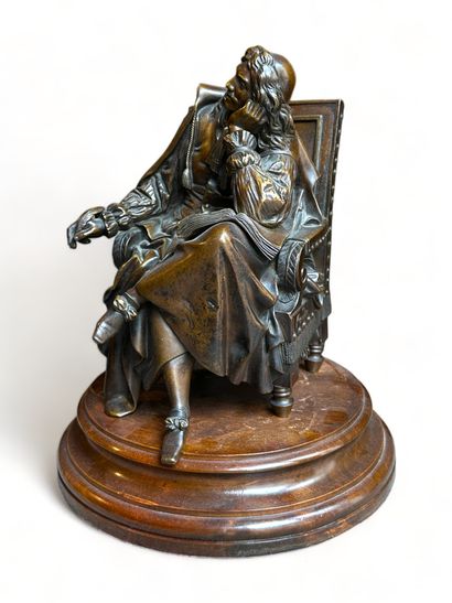 null Jean-Jacques PRADIER (1790-1852) (d'après)
Molière assis
Bronze à patine brune
Signé...