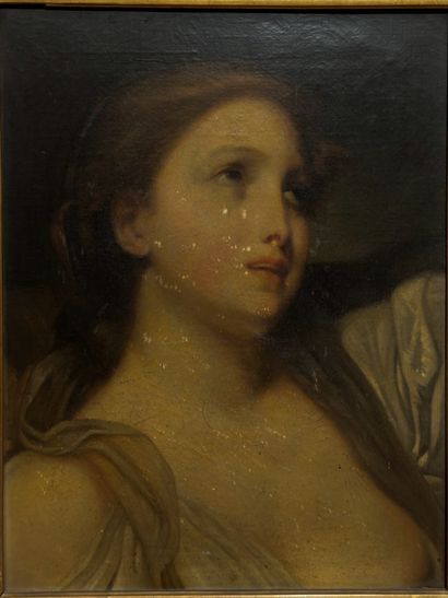 null ECOLE FRANCAISE XIXe siècle 
Suiveur de Jean-Baptiste GREUZE (1725-1805)
Portrait...