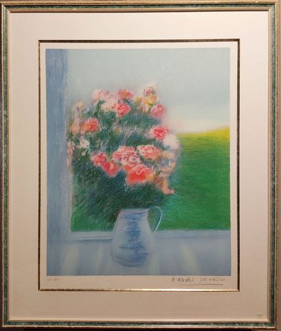 null André INGRES (Né en 1938)
Bouquet rose bleu
Lithographie originale,
56 x 67...