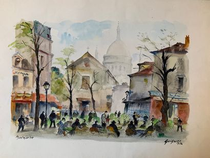 null Fernand GUILNIER (1902-1980)
"Ruelle, Montmartre,1951" - "Montmartre, place...