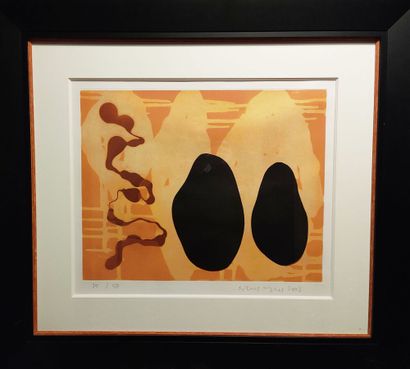 null Albert MERZ (né en 1942)
Abstraction au fond orange
Lithographie 
56 x 76 c...