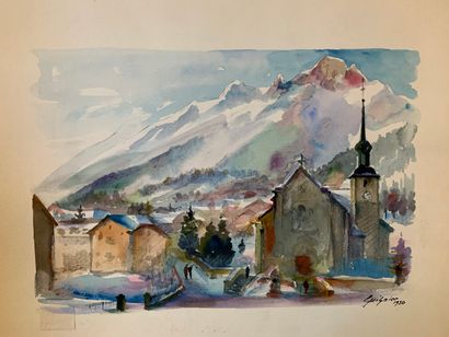 null Fernand GUILNIER (1902-1980)
"Chamonix, 1950" - "Rouen, rue Saint Romain, 1951"
Deux...