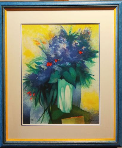 null Claude GAVEAU (1940-2021)
Bouquet bleu
Lithographie
51 x 39 cm.