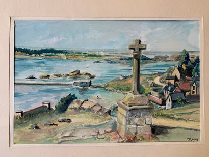 null Maurice LARUE (1861-1935)
"Vue de Jersey, 1957" -" Ile de Bréhat"
Deux aquarelles,...