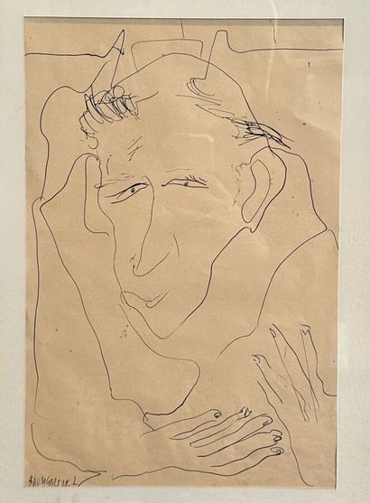 null BAUMGARTNER 
Portrait d'homme 
Encre sur papier 
38 x 25 cm