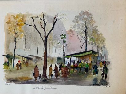 null Fernand GUILNIER (1902-1980)
"Paris, Marché Parisien, 1953" - "Paris, la concorde"
Deux...