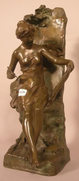 PICAULT (E) La mutualité - Bronze à patine mordorée, signé et titré - Haut.: 38 cm...