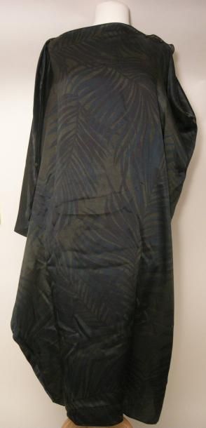 null Robe tunique en soie imprimée vert et bleu marine griffée LANVIN Eté 2011