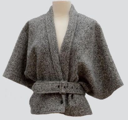 null Veste Kimono en lainage et sa ceinture griffee COMME DES GARCONS FRANCE, Annee...