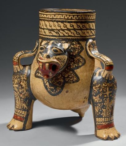  Guanacaste Nicoya, Costa Rica, c.1000-1400 Ceramic Jaguar Vase, Culture Guanacaste...