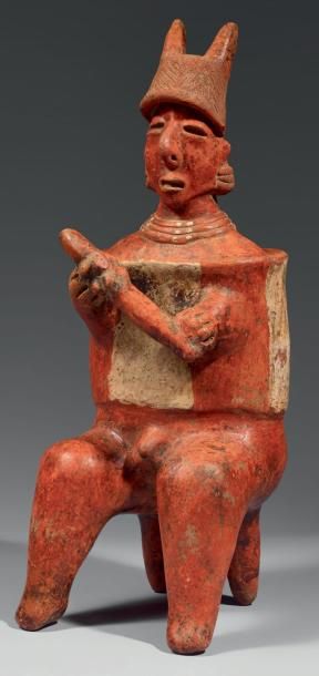 null Nayarit, Mexique, c.500 avt JC-500 ap JC Ceramic Sitting warrior Figure, Nayarit...