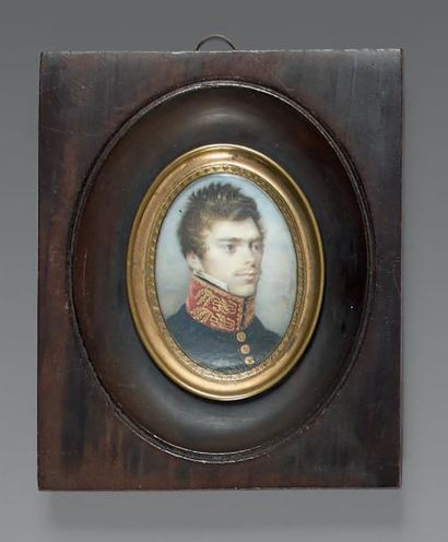A.CHARPENTIER Portrait d'un médecin Major au 14e régiment de ligne Miniature ovale,...