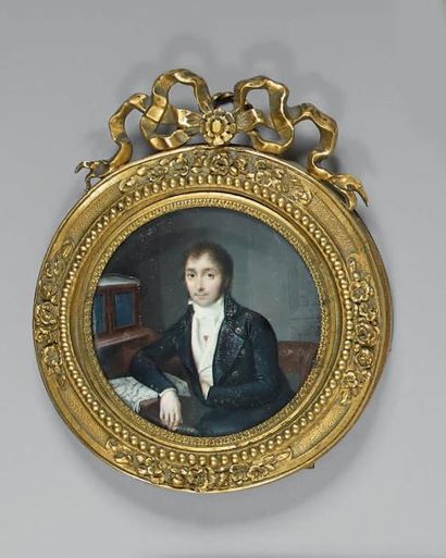 Charles Pierre CIOR (Paris 1769-1840) Portrait d'homme à mi-corps, en habit noir...
