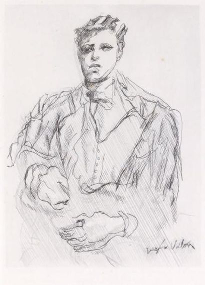 Jacques VILLON (1875-1963) Portrait de Rimbaud Pointe-seche signee dans la planche...