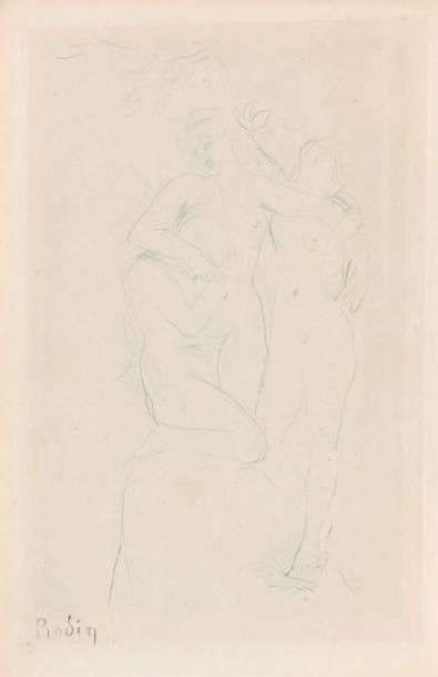 Auguste RODIN LES AMES DU PURGATOIRE. (Delteil 11) 15, 3 x 9, 7 cm. Pointe seche,...
