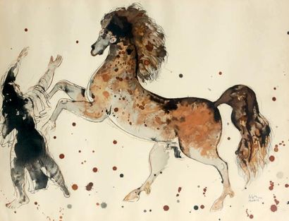 Reuven RUBIN (1893-1974) Le dresseur de cheval Lithographie signee dans la planche...