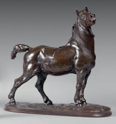 Pierre Jules MENE (1810-1879) Cheval breton (grand modèle) Bronze à patine brune,...