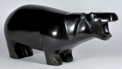 Marcel BODART (1916-1997) Hippo Bronze patiné, signé et numéroté 4/8, Deroyaume fondeur...