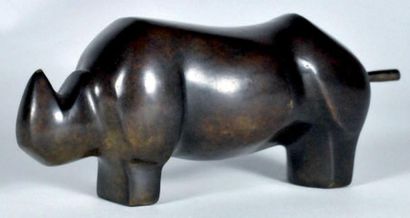 Marcel BODART (1916-1997) Rhinocéros cohabitation Bronze patiné signé et numéroté...