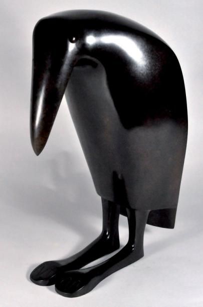 Marcel BODART (1916-1997) Grand corbeau Bronze patiné signé et numéroté 1/8, Deroyaume...