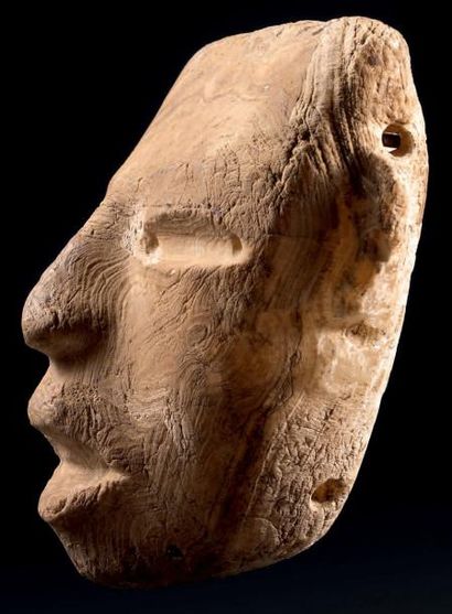 null Teotihuacan, Mexique, c.300-700 Tecali (albâtre) Masque représentant un visage...