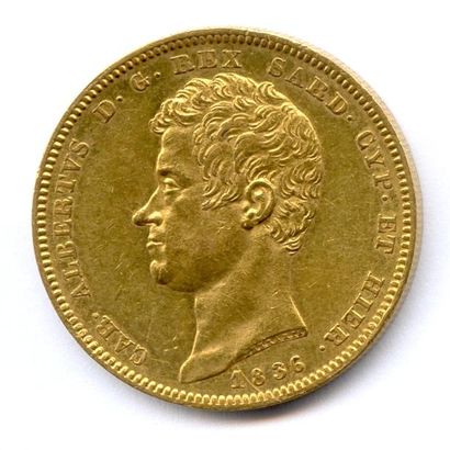 ITALIE SARDAIGNE - CHARLES ALBERT 1831-1849 100 Lire 1836 (ancre) Gênes. 32,22 g...