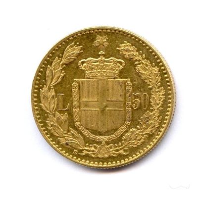 Royaume d'Italie UMBERTO Ier 1878-1900 50 Lire 1884 Rome. 16,11 g Fr 19 Rare. Superbe...
