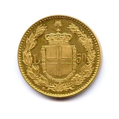 Royaume d'Italie UMBERTO Ier 1878-1900 50 Lire 1884 Rome. 16,10 g Fr 19 Rare. Très...