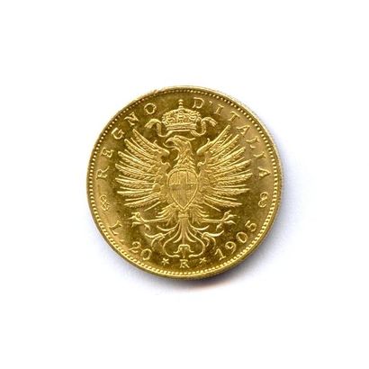 Royaume d'Italie VICTOR EMMANUEL III 1900-1946 20 Lire (tête nue) 1905 Rome. 6,46...